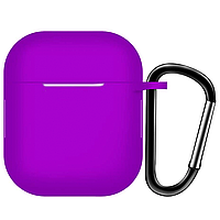 Силиконовый чехол для наушников AirPods Silicone Case with Carbine + Straps, Violet