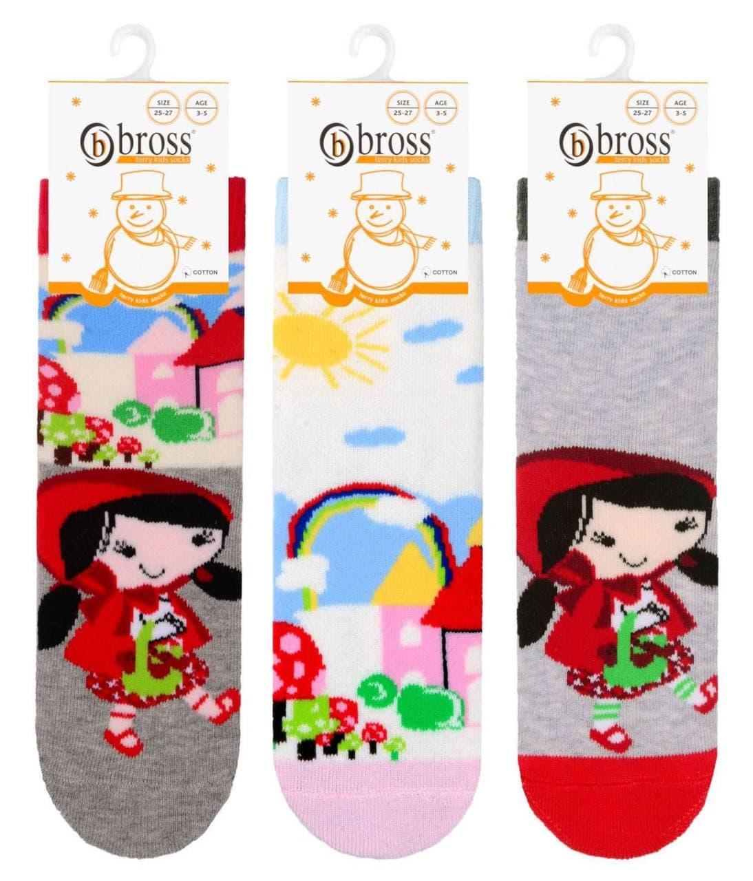 Набір дитячих махрових шкарпеток для дівчат Bross Туреччина антиковзаючі з гальмами носочки махра Арт. 21292