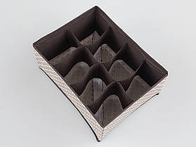 Органайзер 32*24*12 см, на 8 відділень, для зберігання дрібних предметів коричневого  одягу кольору (візерунки)