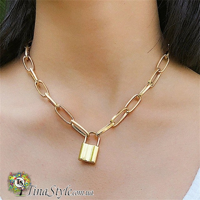 Підвіска золотий ланцюжок з колодочкою ,чокер трендовий ,намисто на шию, фото 1