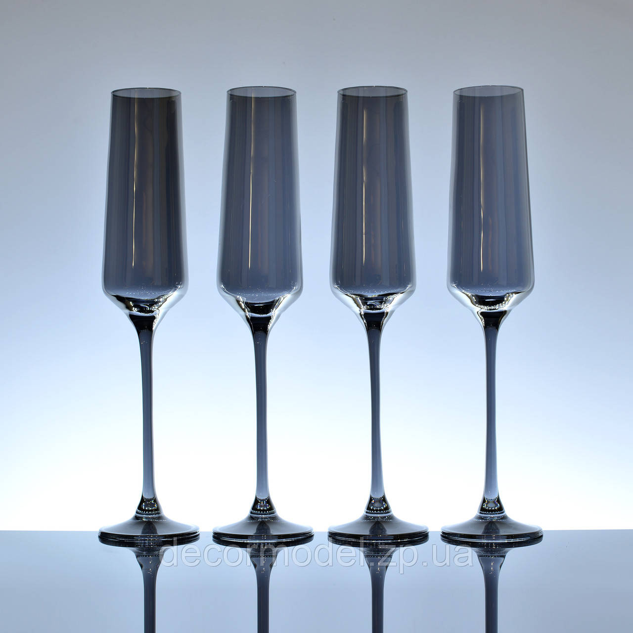 Набір 4 шт келихів для шампанського Rona Charisma 190 мл графіт 6044_190