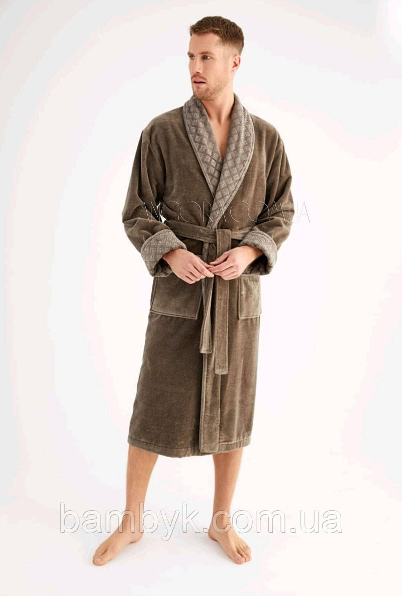 Мужской Махровый Халат Банный 100% Хлопок (премиум-класс) Nusa NS-1380 ...