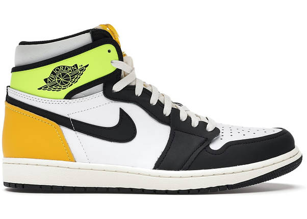 Кросівки Nike Air Jordan 1 Retro High White Black Volt University Gold, фото 1