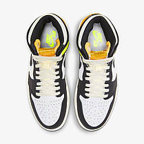 Кросівки Nike Air Jordan 1 Retro High White Black Volt University Gold, фото 6