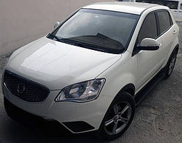Бокові пороги Allmond Black Erkul для SsangYong Korando (2010-2019) Алюміній (2 шт.)