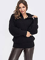 Стильний жіночий в'язаний светр чорного кольору