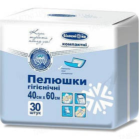 Пелюшки гігієнічні Білосніжка Компактні 40х60 см 30 шт.