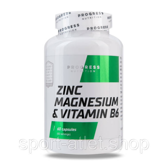 Стимулятор тестостерону Progress Nutrition Zinc Magnesium Vitamin B6, 60 капсул