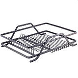 Сушарка для посуду Kamille 59х38х13 см з алюмінію з піддоном KM-0751, фото 7