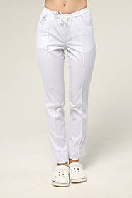 Медичні штани жіночі з кишенями (стрілка) Білі