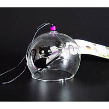 Японський дзвіночок Фурін "Чорні коти" скло