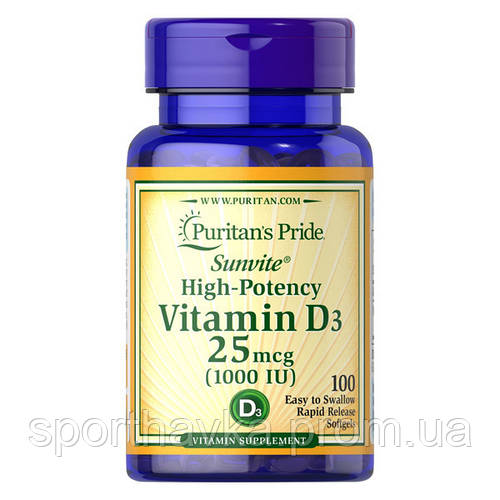 Vitamin D3 1000 IU Puritan's Pride (100 капсул) (ID#1569448036), цена ...