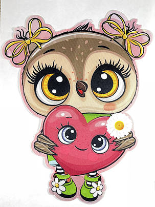 Нашивка Совеня з сердечком 200х260 мм, фото 1