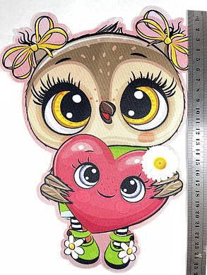 Нашивка Совеня з сердечком 200х260 мм, фото 3