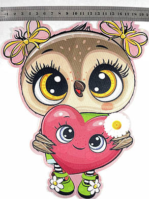 Нашивка Совеня з сердечком 200х260 мм, фото 2