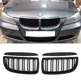 Решітка ноздрі BMW (БМВ) 3 series Е90 Е91 (2005-2008) Матова 2 ребра дорестайл