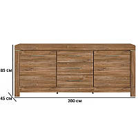 Великий комод у вітальню Герман KOM2D3S/9/20 200х85х45см кольору дуб стерлінг БРВ-Україна