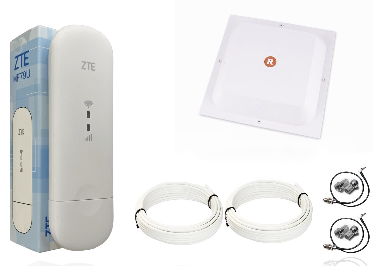 Комплект 3G/4G модем ZTE MF79 + антена17дб Rnet Mimo + перехідники, фото 1