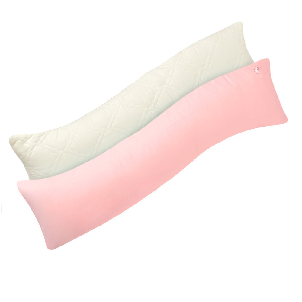 Наволочка для подушки S-Form IDEIA 40х130 см, сатин, бавовна, колір пудра, натуральна тканина, з блискавкою та вишивкою