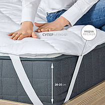 Наматрацник стьобаний Comfort пл 350 з гумками по кутах TM IDEIA 180х200 см білій, фото 3
