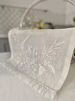 Пасхальная салфетка полотенце на корзину с вышивкой льняная 38*68 см RKVV015-38