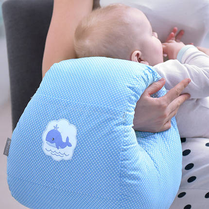 Подушка для годування Mini ТМ PAPAELLA 30х28х30 см горошок блакитний, фото 1