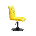 Стілець Augusto BK-Base Оксамит жовтий В-1027 на чорній круглої базі з регулюванням висоти, фото 3