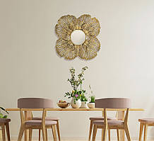 Настінний декор Квітка з дзеркалом з металу золотий