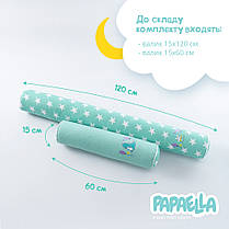Бортик валик захисний мультифункціональний PAPAELLA 60х15 см 120х15 см дитяче ліжечко м'ята, фото 4