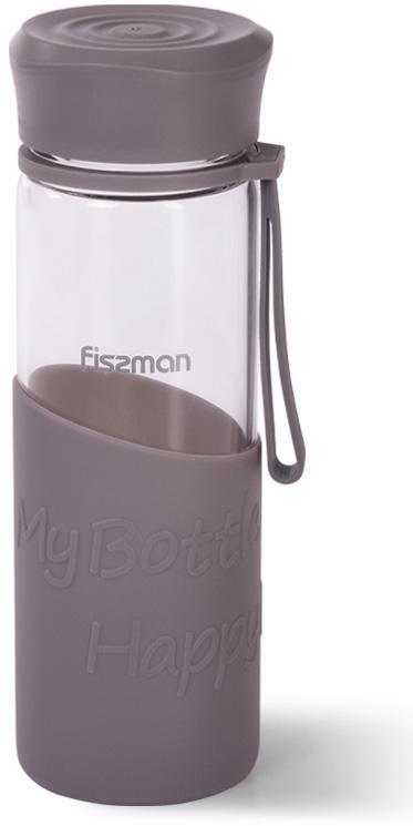 Пляшка спортивна Fissman Sport Line 500мл, скляна, сіра, фото 1