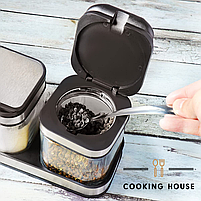 Набір контейнерів для солі, перцю, приправ та спецій Cooking House з кришками і ложками - 3 шт., фото 9