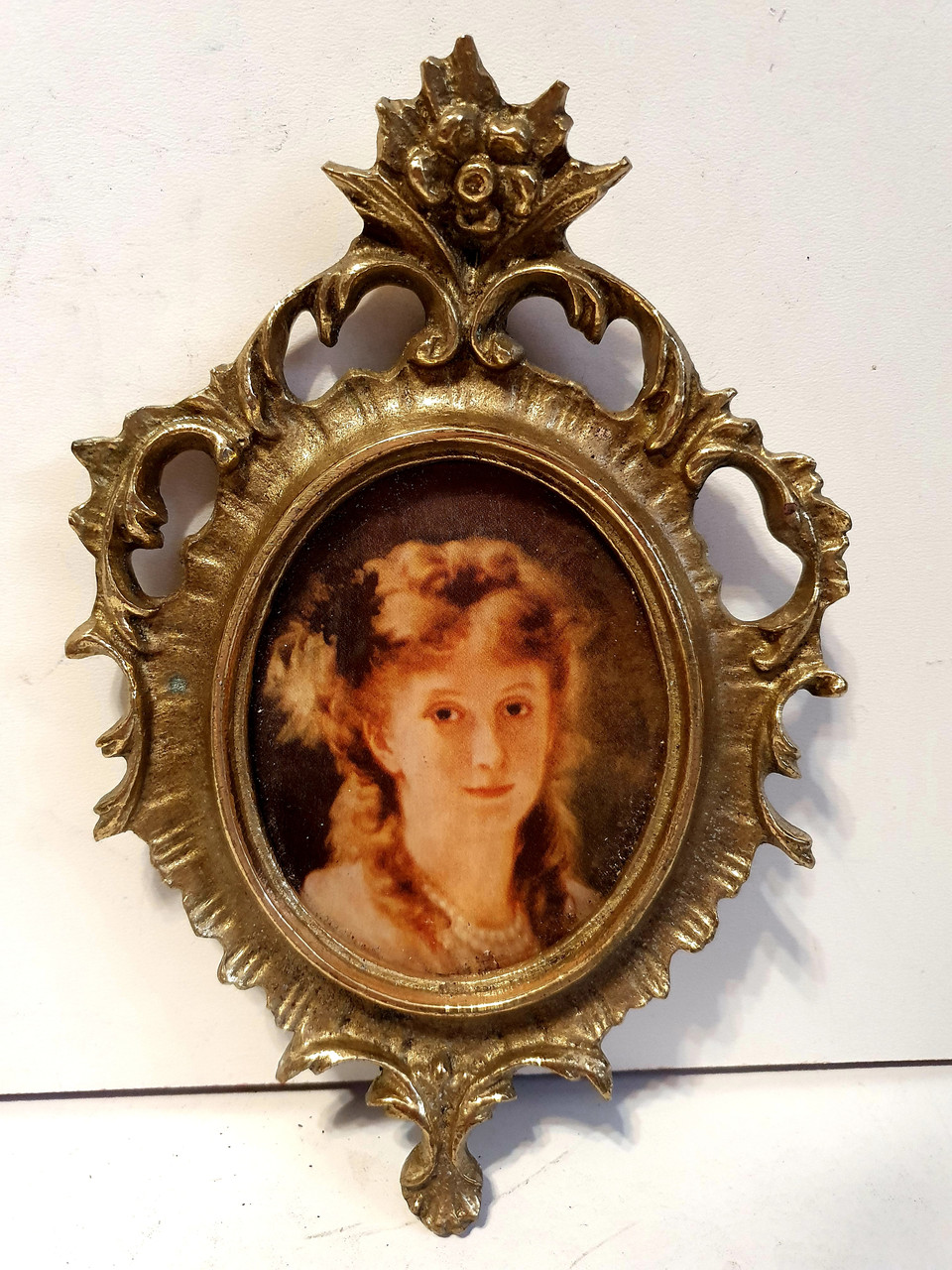 Вінтажне настінне панно / Літографія в латунної рамі, фото 1