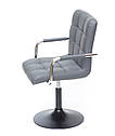 Крісло Augusto ARM BK-Base екокожа сірий 1001 на чорній опорі-блін, з регулюванням висоти, фото 4