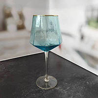 Бокал  для вина из голубого стекла Кристалл 600 мл 1 шт