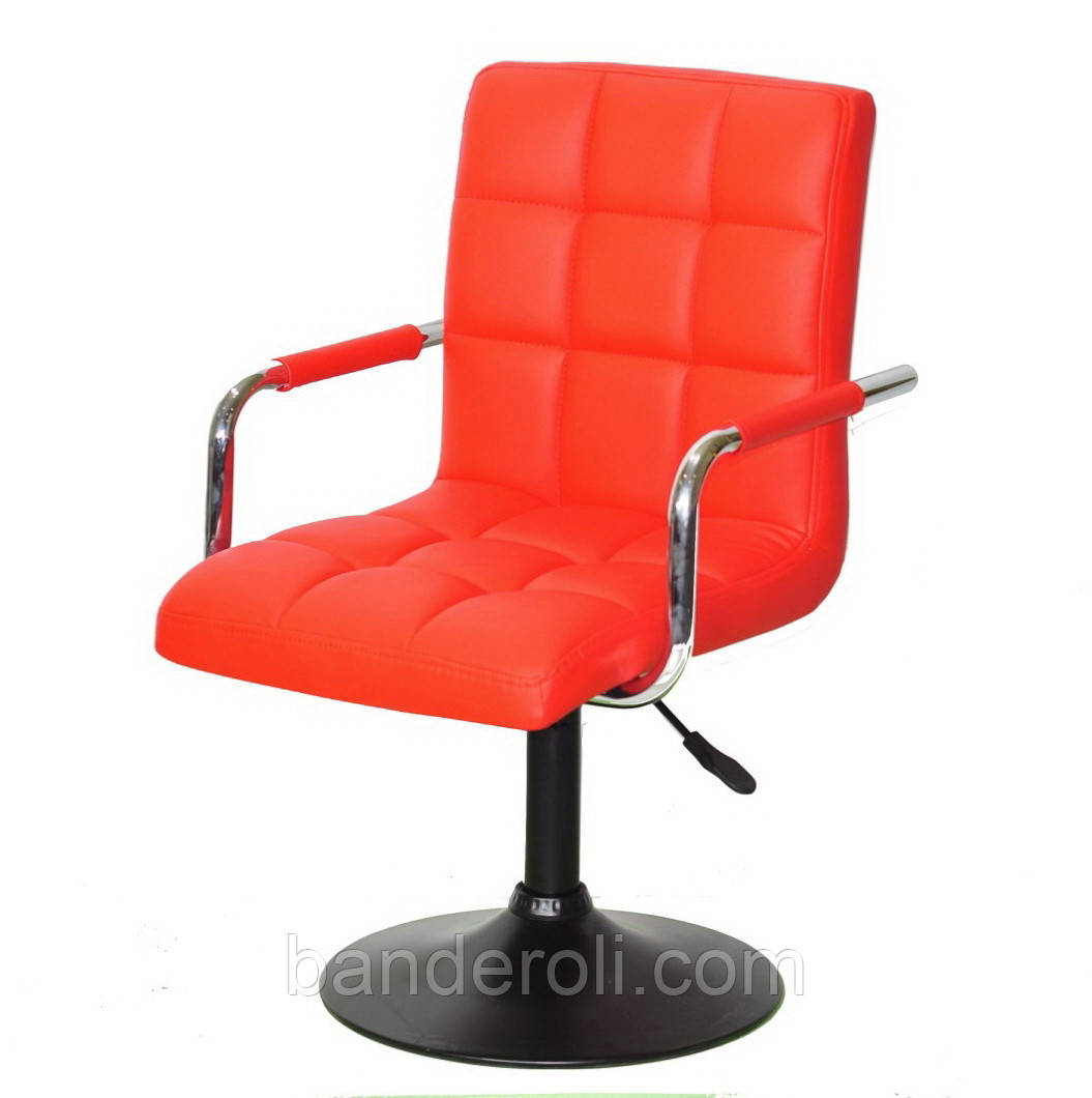 Крісло Augusto ARM BK-Base екокожа червоний , на чорній опорі-блін, з регулюванням висоти, фото 1