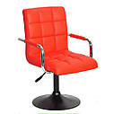 Крісло Augusto ARM BK-Base екокожа червоний , на чорній опорі-блін, з регулюванням висоти, фото 4