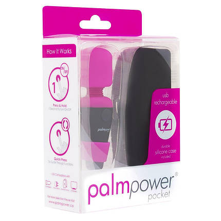 Міні вібромасажер PalmPower Pocket для подорожей (9см), водостійкий, чохол в комплекті | Knopka, фото 2