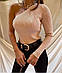 Жіноча трикотажна кофта рубчик на одне плече, 42-44, 44-46, молоко, чорний і бежевий, фото 4
