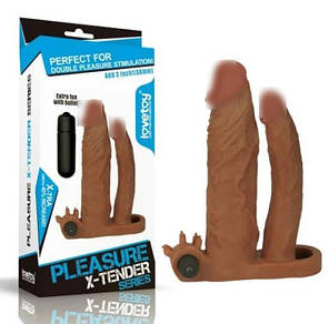 Pleasure X Tender Vibrating Double Penis Sleeve   | Knopka, фото 2