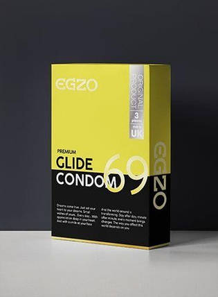Презервативи в рясної мастилі EGZO Glide (3 шт упаковка)   | Knopka, фото 2