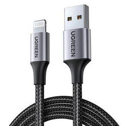 Кабель зарядний UGREEN USB-A to Lightning для iPhone iPad з обплетенням 2 м Black (US199)