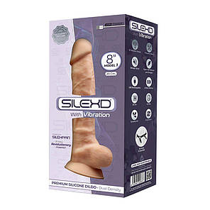 Фалоімітатор з вібрацією SilexD Vetus Vibro Flesh (MODEL 1 size 8in), двошаровий, діаметр 4,2 см | Knopka, фото 4
