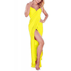 Yellow Greek Goddess Spaghetti Strap Sarong Beachwear   | Knopka
