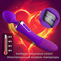Вібромасажер 2-в-1 Leten AV Heat Purple з підігрівом, класичний вібромасажер і вібратор | Knopka, фото 2