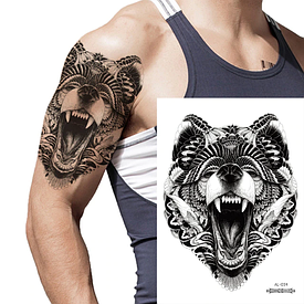 Флеш Тату. 21*15 См. Перевідна. Тимчасова. Полінезія, Вовки, Al-034 (S)