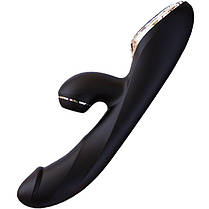 Вакуумний вібратор-кролик з підігрівом KisToy A-King Pro Black, з LED-екраном | Knopka, фото 2