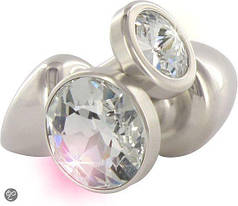 Анальна пробка Diogol ANNI round stainless steel 35мм, з кристалом Swarovsky   | Knopka