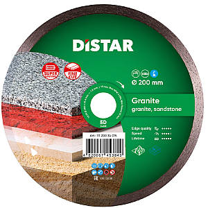 Круг алмазний Distar 1A1R Granite 5D 200 мм суцільний відрізний диск по граніту на верстат, Дістар, Україна