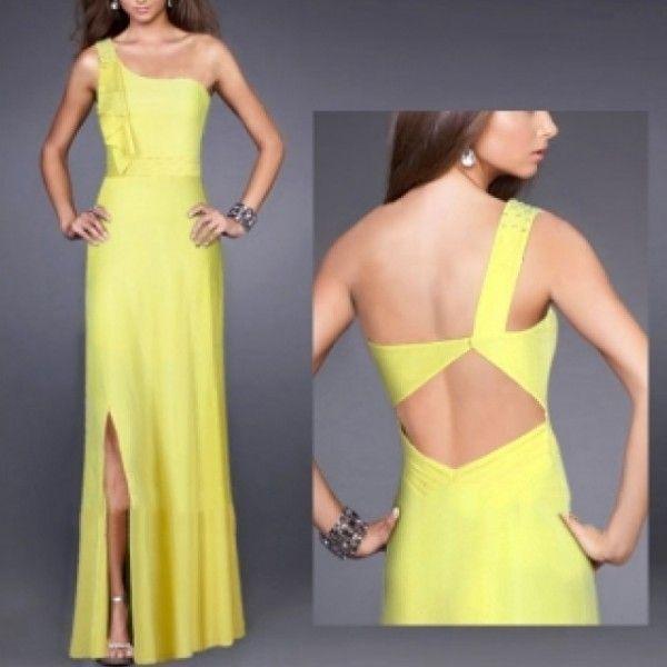 РОЗПРОДАЖ! Жовте довга вечірня сукня з відкритим плечем   | Knopka
