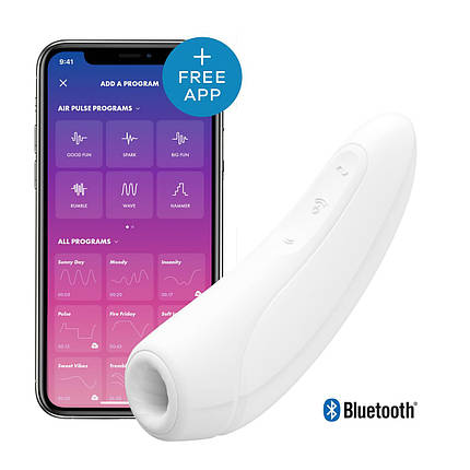 Вакуумний кліторальний стимулятор Satisfyer Curvy 1+ White | Knopka, фото 2